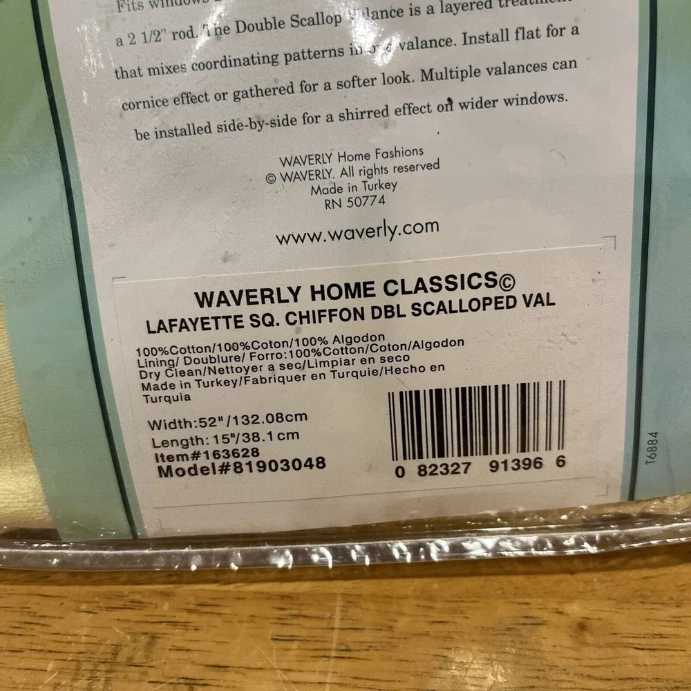 Waverly Lafayette‎ Square Double Scalloped Valance Floral Stripe 52W